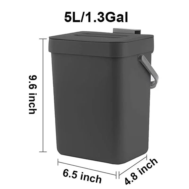 Compact Hanging Trash Can with Lid for Kitchen and Bathroom - Under-Sink Food Waste Bin