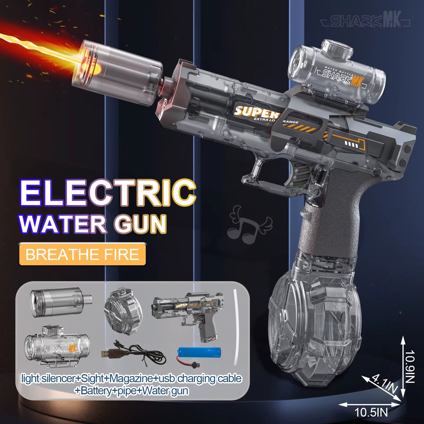 Unleash the Fun with Our Electric High-Pressure Water Gun! Experience Epic Outdoor Play with Continuous Light Spray and Flame Effects!