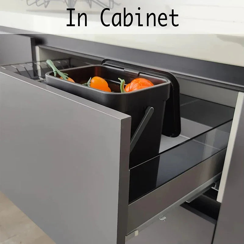 Compact Hanging Trash Can with Lid for Kitchen and Bathroom - Under-Sink Food Waste Bin