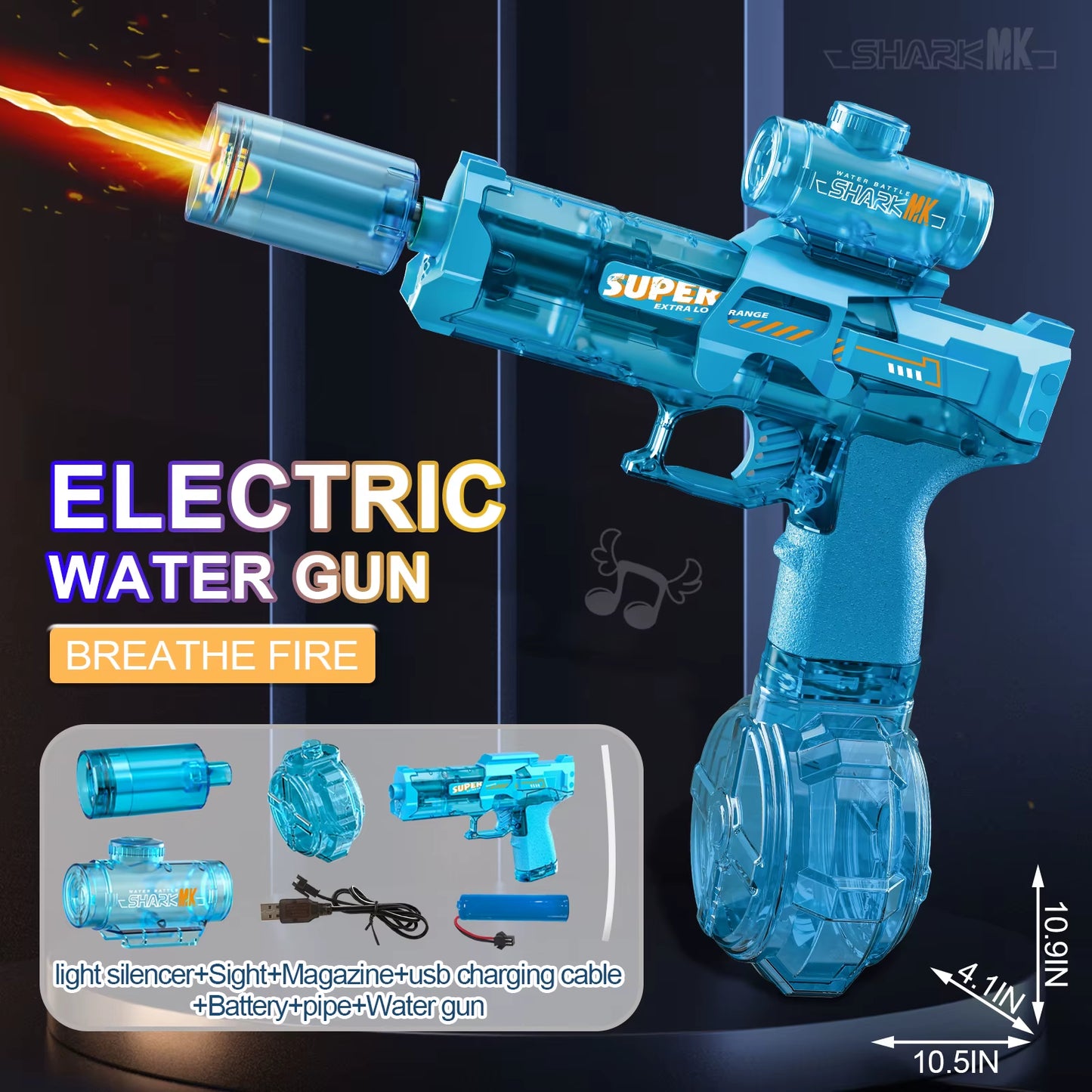 Unleash the Fun with Our Electric High-Pressure Water Gun! Experience Epic Outdoor Play with Continuous Light Spray and Flame Effects!