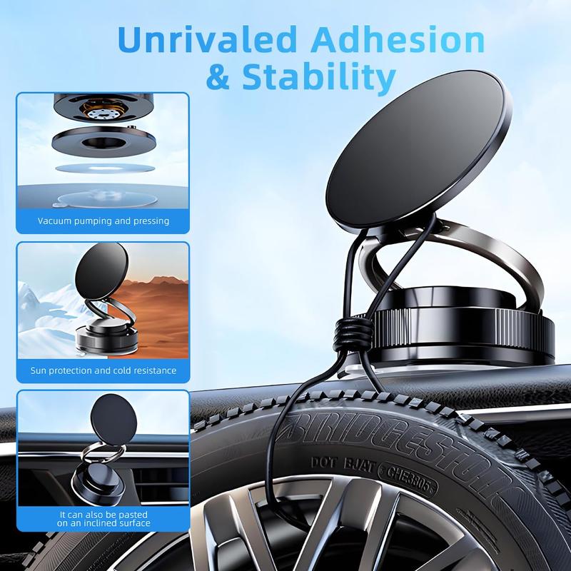 360 Rotating Magnetic Phone Mount for Vehicles and Surfaces - Compatible with iPhone and Android