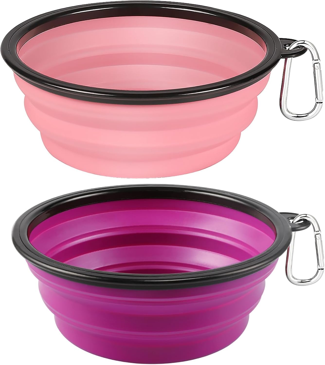 Large Collapsible Dog Bowls - 2 Pack, 34oz Foldable Travel Bowls for Pets, Portable Water and Food Dishes with Clasp, Ideal for Traveling, Walking, and Hiking