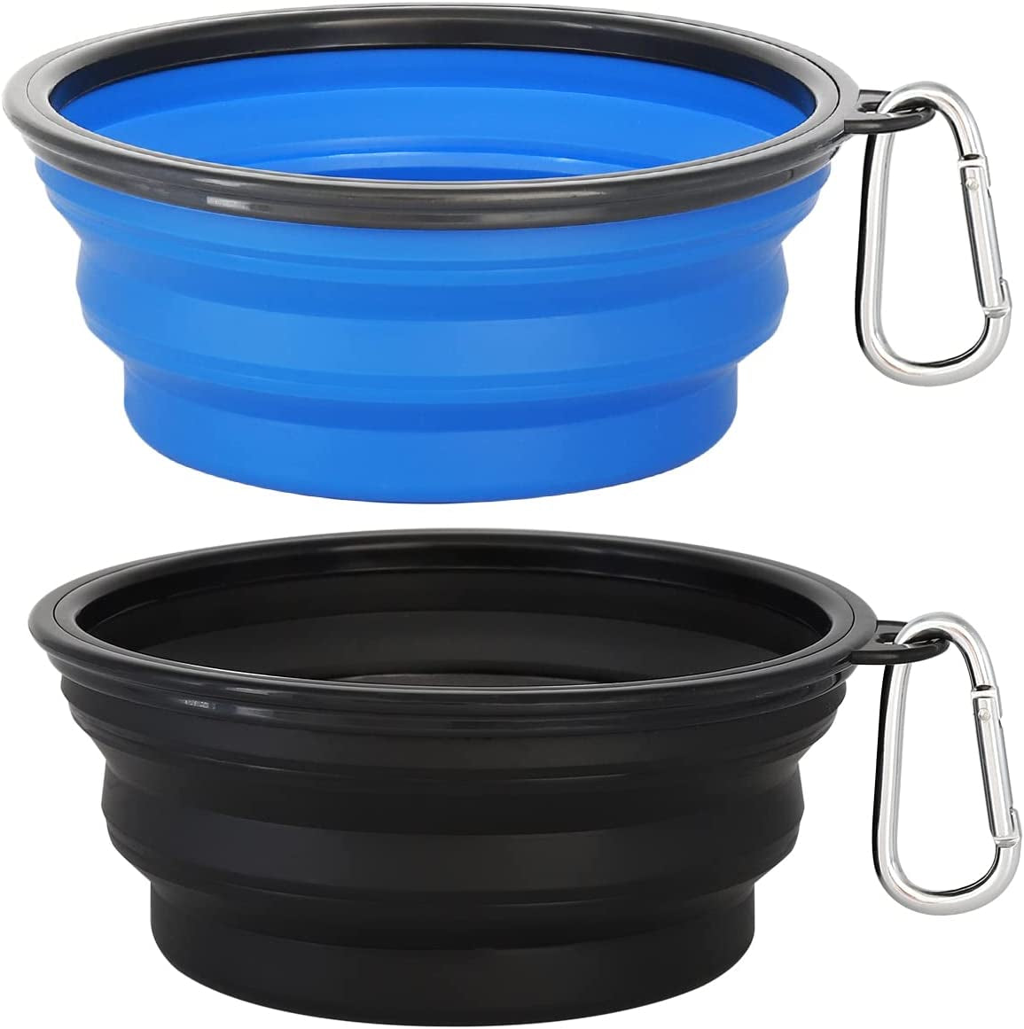 Large Collapsible Dog Bowls - 2 Pack, 34oz Foldable Travel Bowls for Pets, Portable Water and Food Dishes with Clasp, Ideal for Traveling, Walking, and Hiking