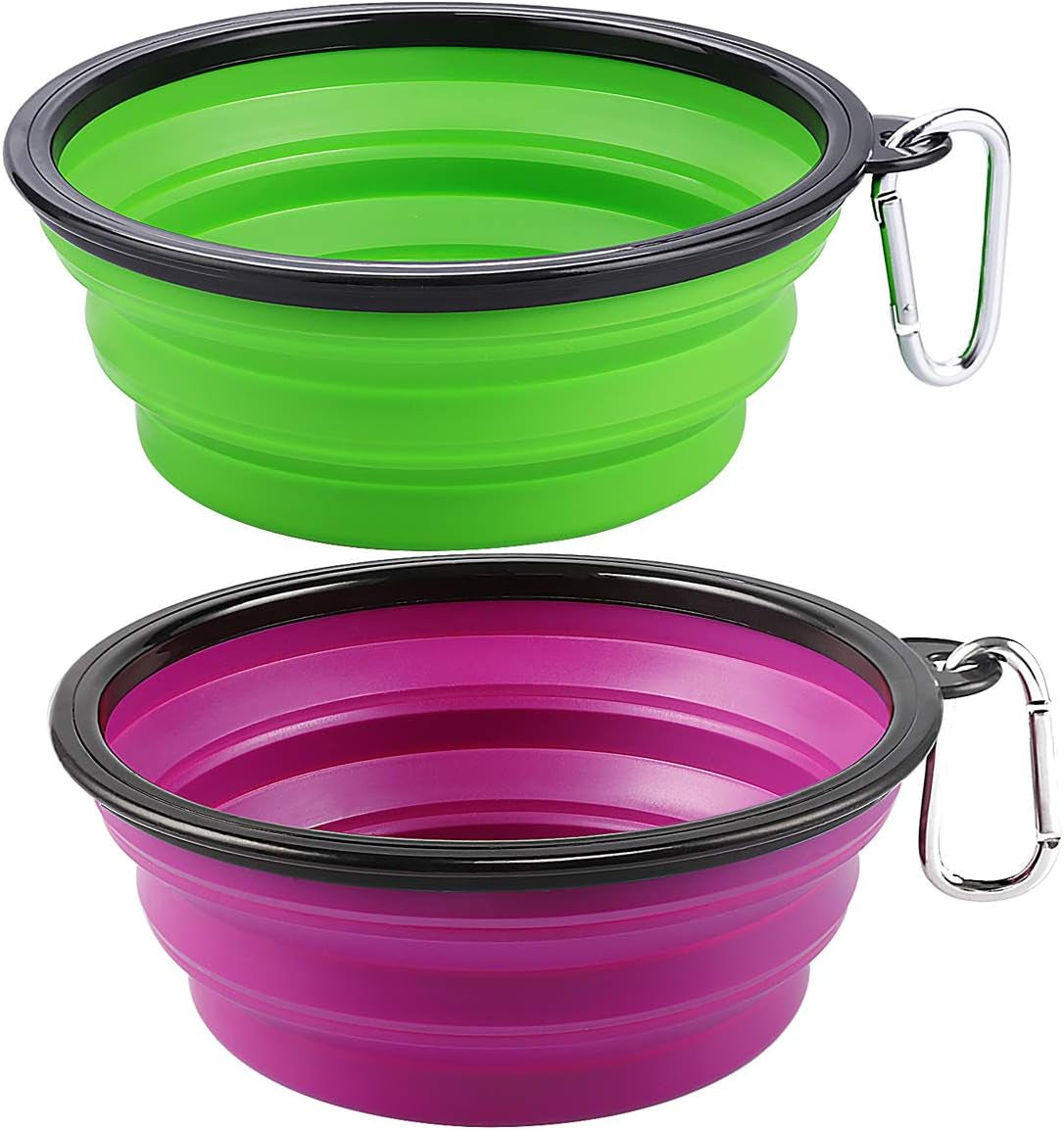 Large Collapsible Dog Bowls - 2 Pack, 34oz Foldable Travel Bowls for Pets, Portable Water and Food Dishes with Clasp, Ideal for Traveling, Walking, and Hiking