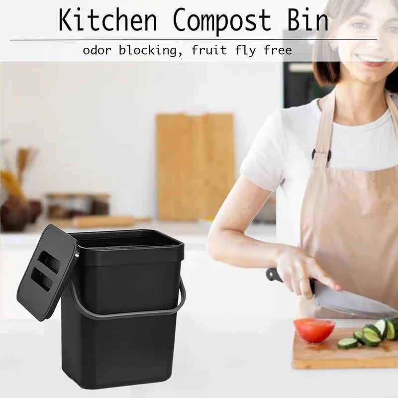 Compact Hanging Trash Can with Lid for Kitchen and Bathroom - Under-Sink Food Waste Bin