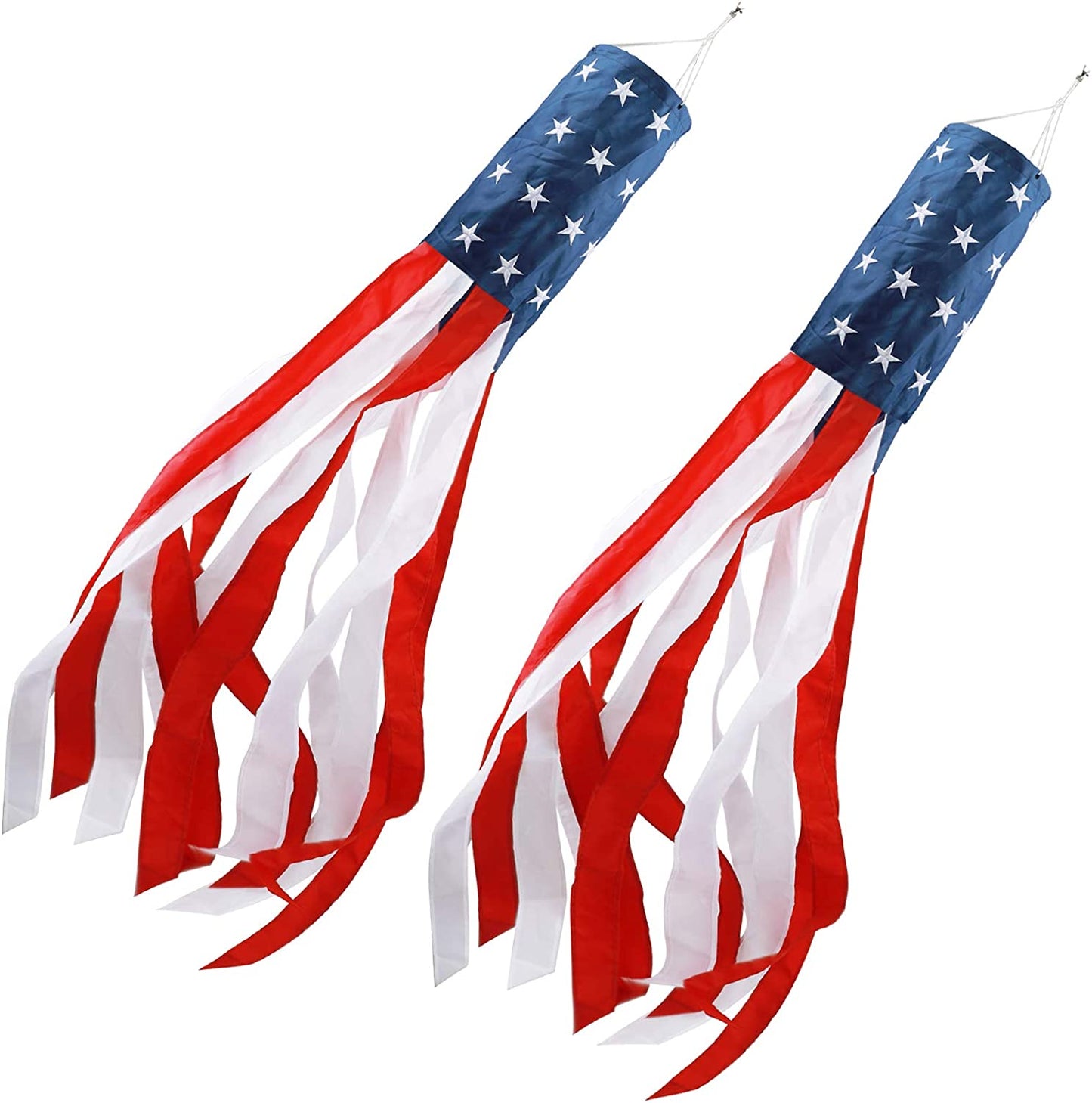 4Th of July Decorations,60 Inch American Windsock Heavy Duty,Patriotic Fourth of July Outdoor Decor, American Flag USA Windsock with Embroidered Stars,Red White and Blue Decor for Memorial Day,Outside