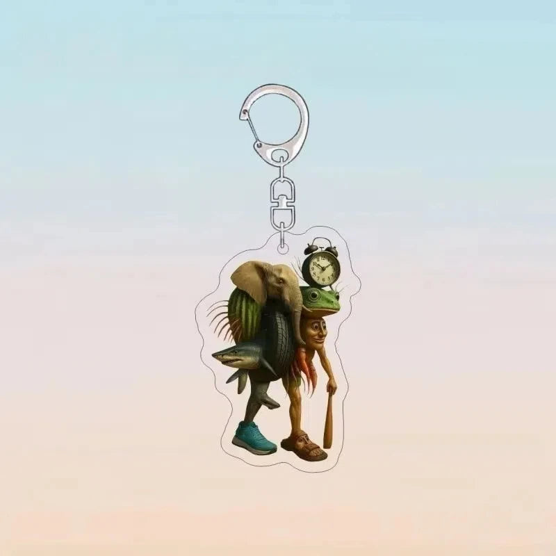 Meme Funny Italian Brain Rot Tralalero Tralala Tung Tung Tung Sahur Brr Brr Patapim Animals Acrylic Keychains Gift DIY Pendant