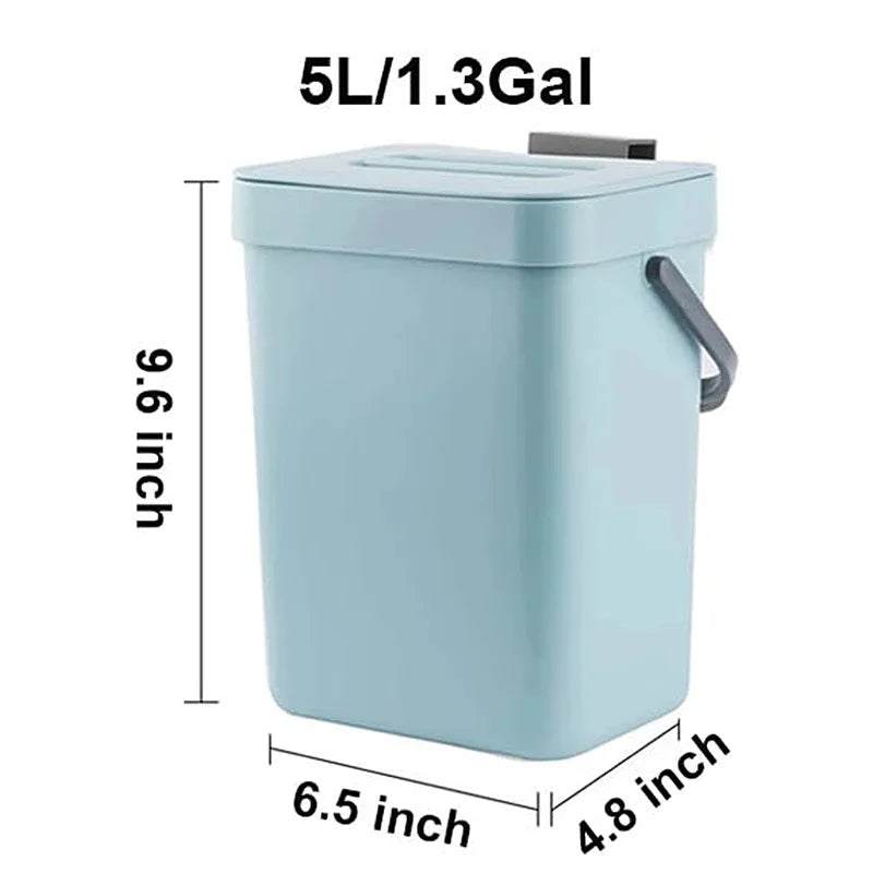 Compact Hanging Trash Can with Lid for Kitchen and Bathroom - Under-Sink Food Waste Bin
