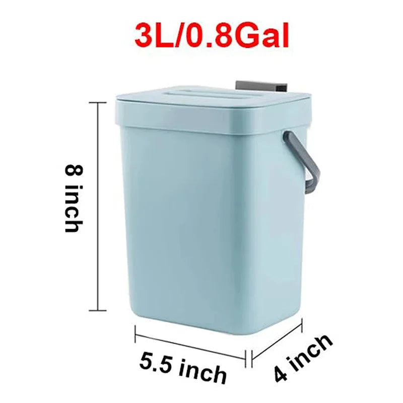 Compact Hanging Trash Can with Lid for Kitchen and Bathroom - Under-Sink Food Waste Bin