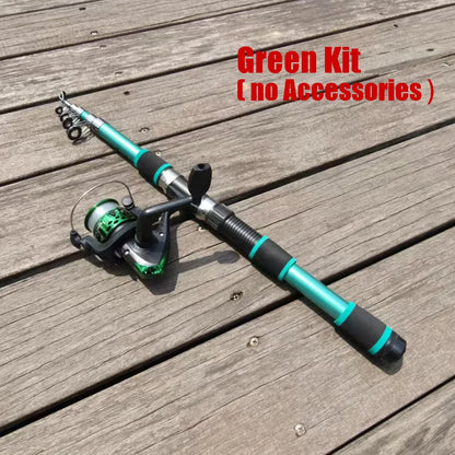 Santa King Fishing Rod Reel Combo- Fishing Full Kits with Telescopic Fishing Rod and Spinning Reel Baits Hooks Travel Pole Set