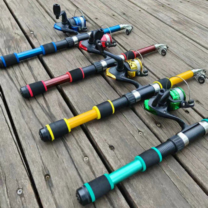 Santa King Fishing Rod Reel Combo- Fishing Full Kits with Telescopic Fishing Rod and Spinning Reel Baits Hooks Travel Pole Set