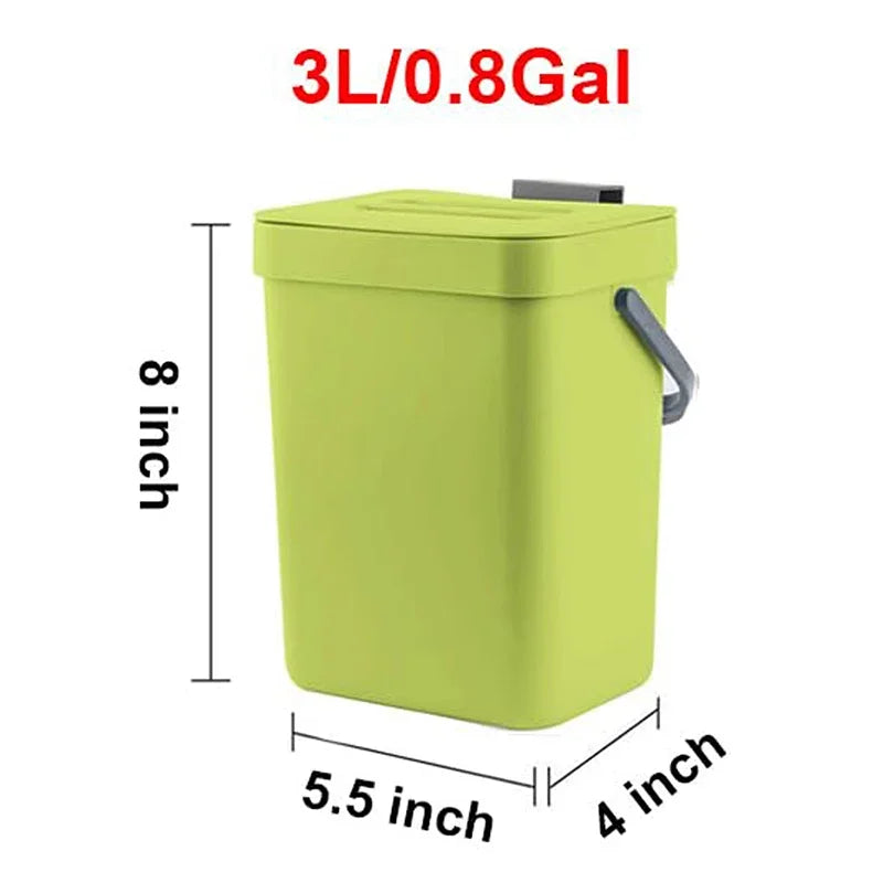 Compact Hanging Trash Can with Lid for Kitchen and Bathroom - Under-Sink Food Waste Bin
