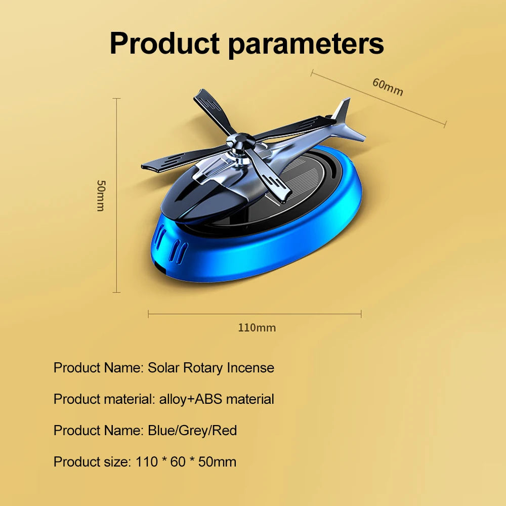 Solar Rotating Helicopter Solar Aromatherapy Car Air Freshener Alloy+Abs Wooden Aromatherapy Car Aromatherapy