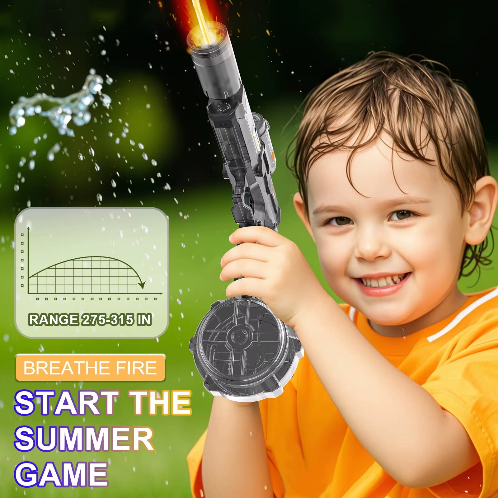 Unleash the Fun with Our Electric High-Pressure Water Gun! Experience Epic Outdoor Play with Continuous Light Spray and Flame Effects!