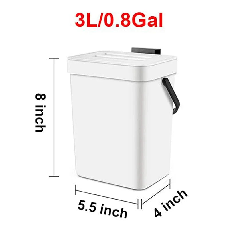 Compact Hanging Trash Can with Lid for Kitchen and Bathroom - Under-Sink Food Waste Bin