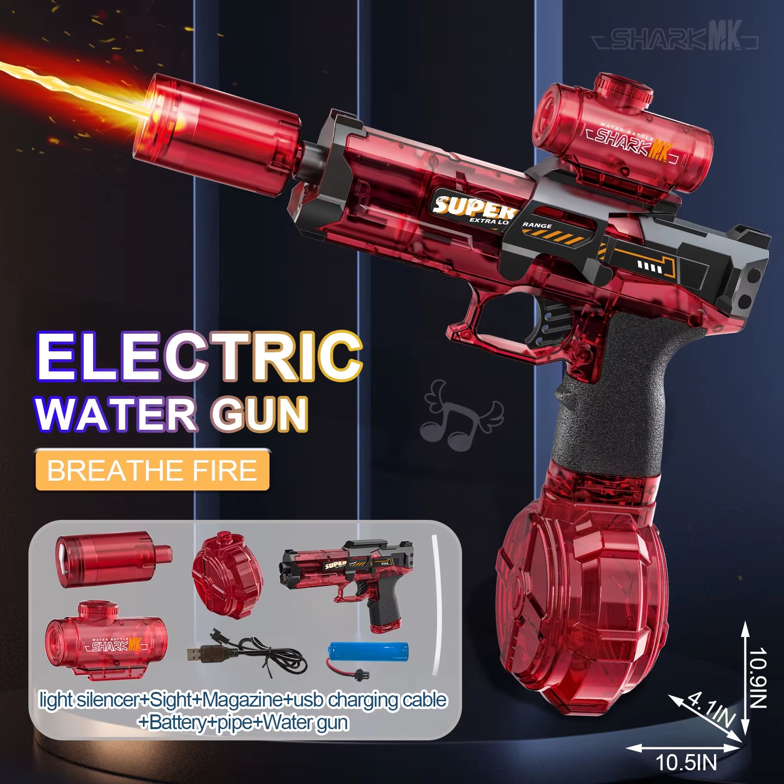 Unleash the Fun with Our Electric High-Pressure Water Gun! Experience Epic Outdoor Play with Continuous Light Spray and Flame Effects!
