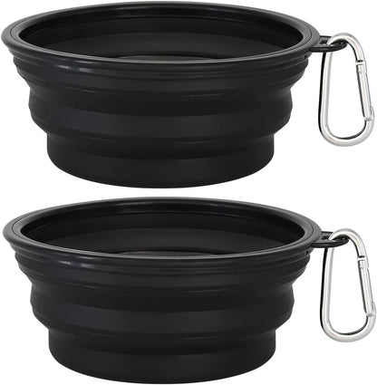 Large Collapsible Dog Bowls - 2 Pack, 34oz Foldable Travel Bowls for Pets, Portable Water and Food Dishes with Clasp, Ideal for Traveling, Walking, and Hiking