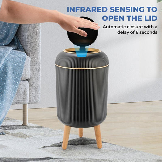 Effortlessly Clean & Elegant: Pukomc Touch-Free Motion Sensor Trash Can - Waterproof Waste Bin for Every Space