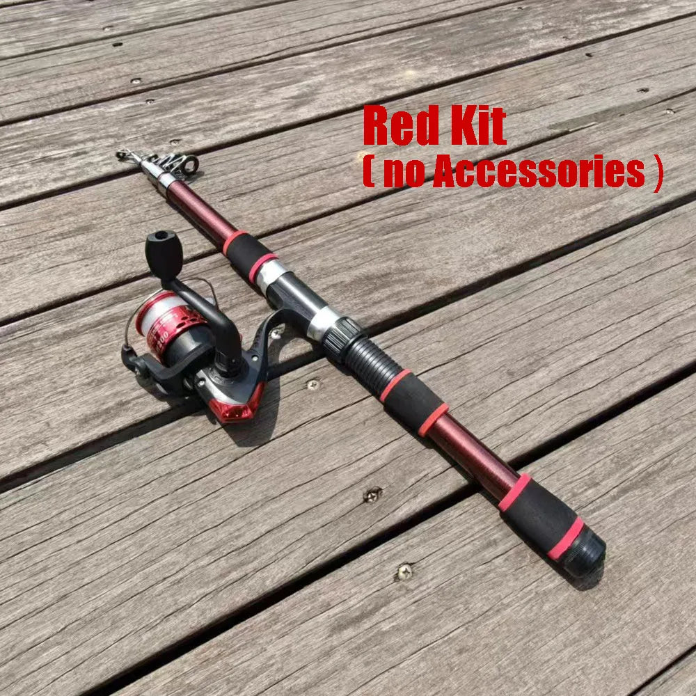 Santa King Fishing Rod Reel Combo- Fishing Full Kits with Telescopic Fishing Rod and Spinning Reel Baits Hooks Travel Pole Set