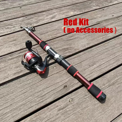 Santa King Fishing Rod Reel Combo- Fishing Full Kits with Telescopic Fishing Rod and Spinning Reel Baits Hooks Travel Pole Set