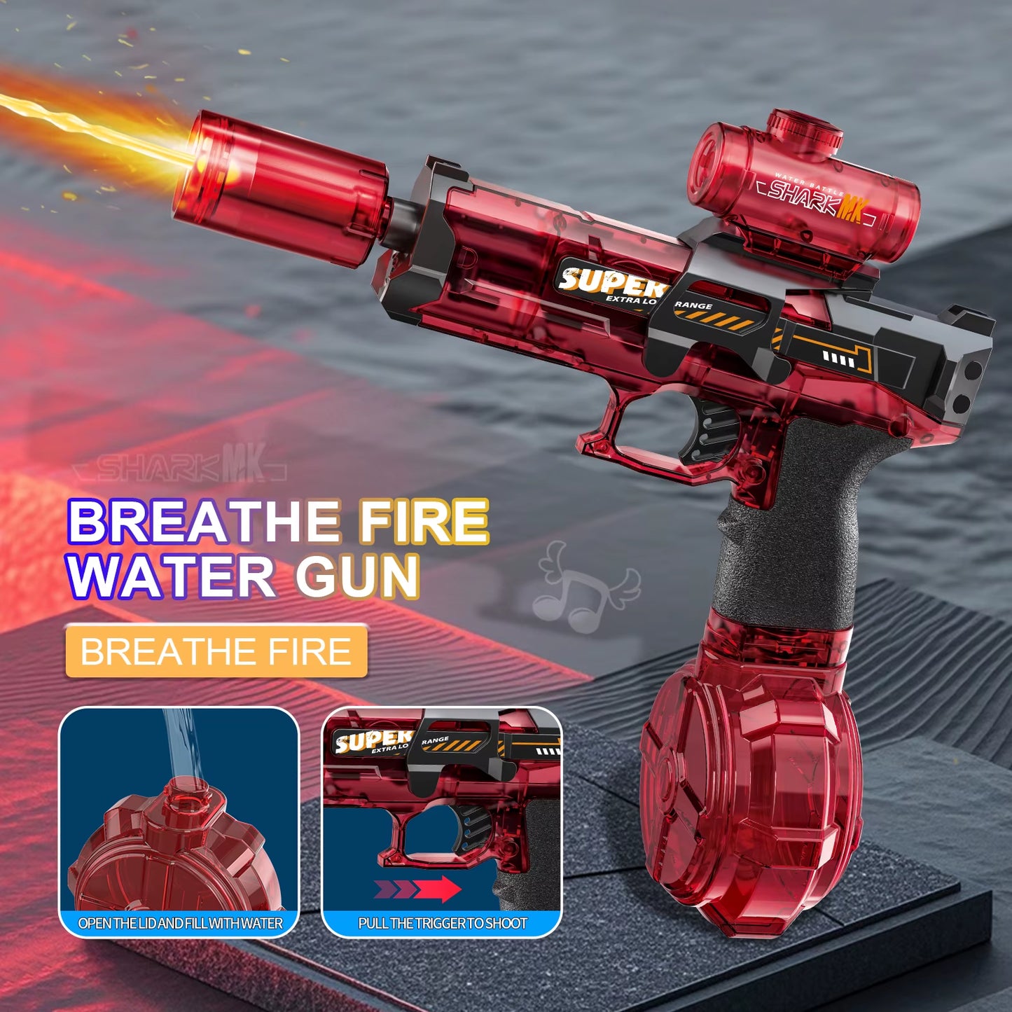Unleash the Fun with Our Electric High-Pressure Water Gun! Experience Epic Outdoor Play with Continuous Light Spray and Flame Effects!