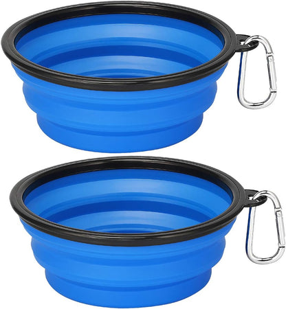 Large Collapsible Dog Bowls - 2 Pack, 34oz Foldable Travel Bowls for Pets, Portable Water and Food Dishes with Clasp, Ideal for Traveling, Walking, and Hiking