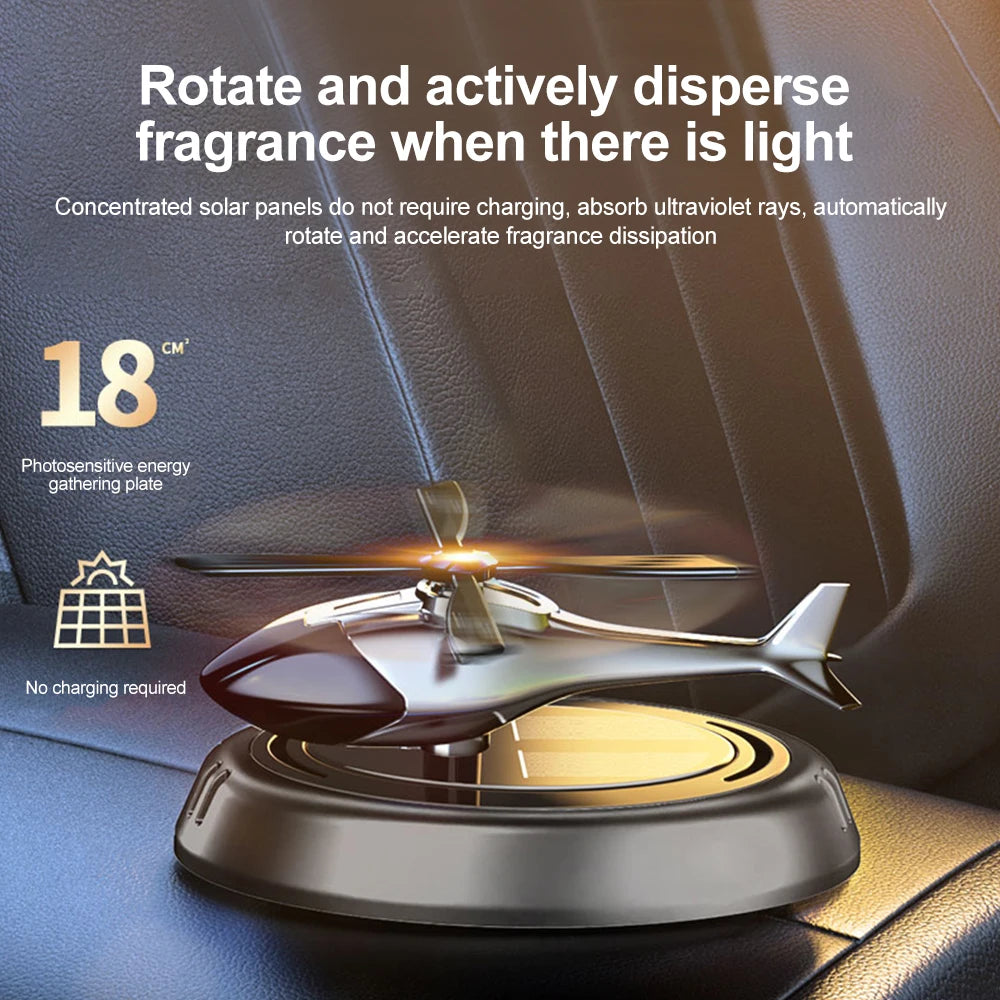 Solar Rotating Helicopter Solar Aromatherapy Car Air Freshener Alloy+Abs Wooden Aromatherapy Car Aromatherapy