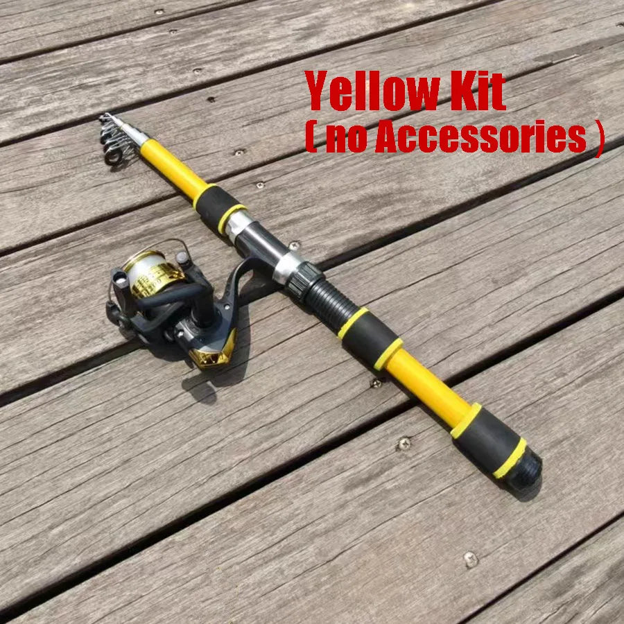 Santa King Fishing Rod Reel Combo- Fishing Full Kits with Telescopic Fishing Rod and Spinning Reel Baits Hooks Travel Pole Set