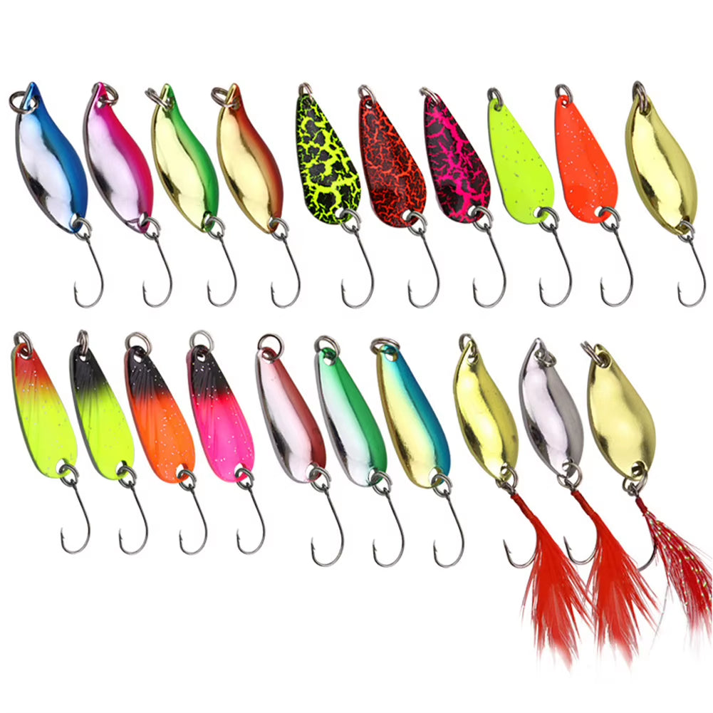 Fishing Spoon Lure Set - Metal Baits for Trout and Bass Fishing, Available in 5, 16, or 20 Pieces with Storage Case