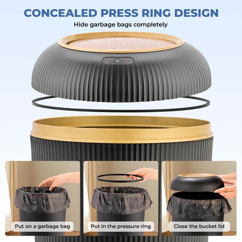 Effortlessly Clean & Elegant: Pukomc Touch-Free Motion Sensor Trash Can - Waterproof Waste Bin for Every Space