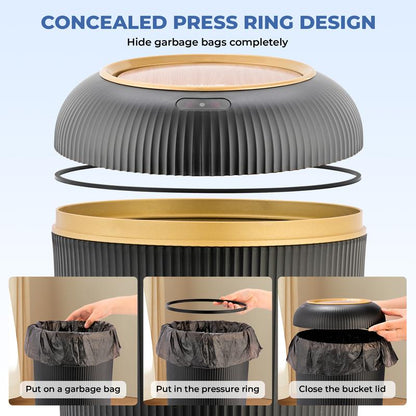 Effortlessly Clean & Elegant: Pukomc Touch-Free Motion Sensor Trash Can - Waterproof Waste Bin for Every Space