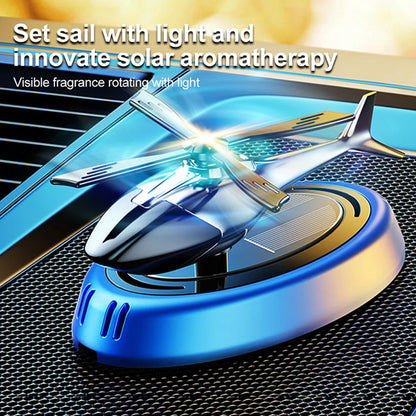 Solar Rotating Helicopter Solar Aromatherapy Car Air Freshener Alloy+Abs Wooden Aromatherapy Car Aromatherapy