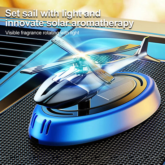 Solar Rotating Helicopter Solar Aromatherapy Car Air Freshener Alloy+Abs Wooden Aromatherapy Car Aromatherapy