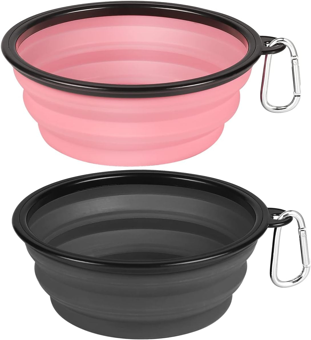 Large Collapsible Dog Bowls - 2 Pack, 34oz Foldable Travel Bowls for Pets, Portable Water and Food Dishes with Clasp, Ideal for Traveling, Walking, and Hiking