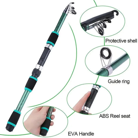 Ultimate Travel Fishing Kit: Telescopic Rod, Spinning Reel, Baits & Hooks Included!