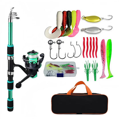 Ultimate Travel Fishing Kit: Telescopic Rod, Spinning Reel, Baits & Hooks Included!