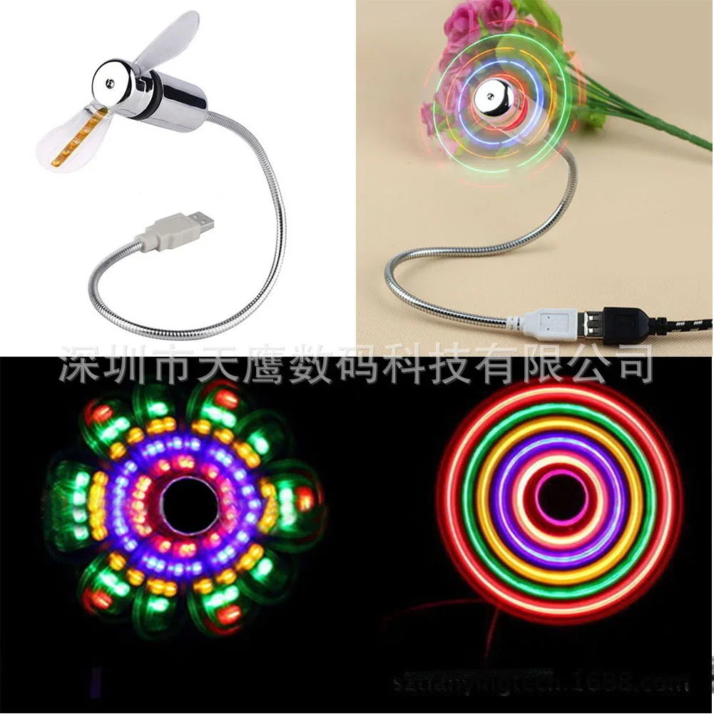 USB Clock Fan with Real Time Clock & Temperature Display Function Night Light Gadgets for Laptop PC Mini Fan