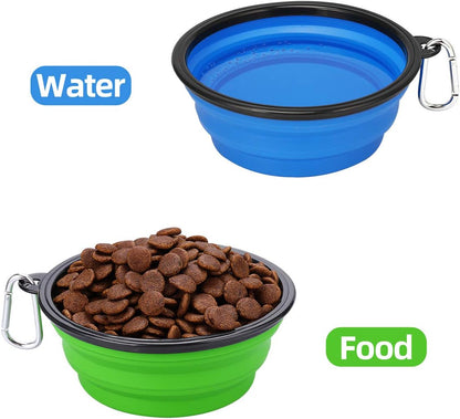 Large Collapsible Dog Bowls - 2 Pack, 34oz Foldable Travel Bowls for Pets, Portable Water and Food Dishes with Clasp, Ideal for Traveling, Walking, and Hiking