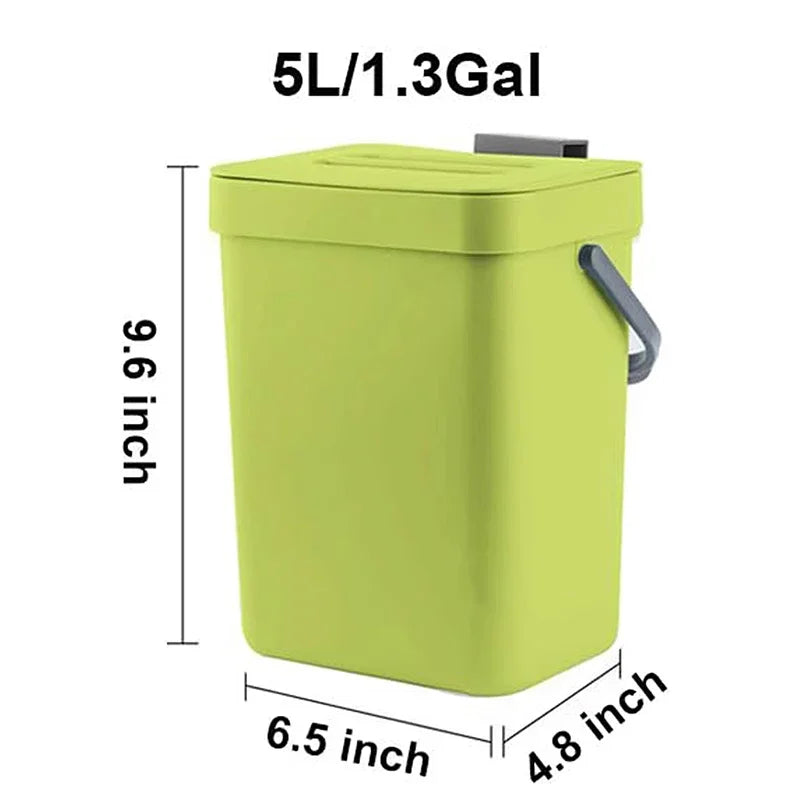 Compact Hanging Trash Can with Lid for Kitchen and Bathroom - Under-Sink Food Waste Bin