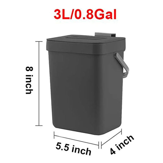 Compact Hanging Trash Can with Lid for Kitchen and Bathroom - Under-Sink Food Waste Bin