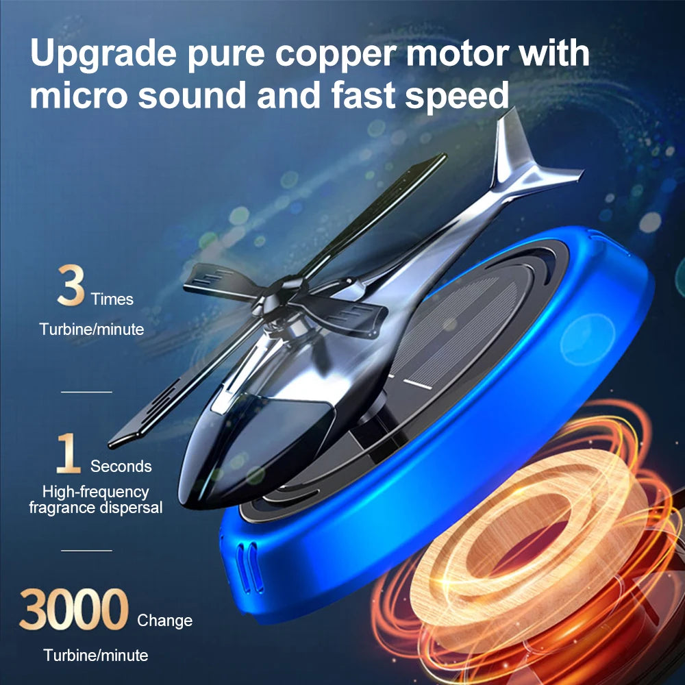 Solar Rotating Helicopter Solar Aromatherapy Car Air Freshener Alloy+Abs Wooden Aromatherapy Car Aromatherapy