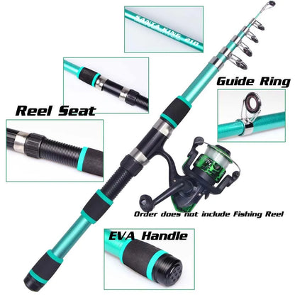 Santa King Fishing Rod Reel Combo- Fishing Full Kits with Telescopic Fishing Rod and Spinning Reel Baits Hooks Travel Pole Set