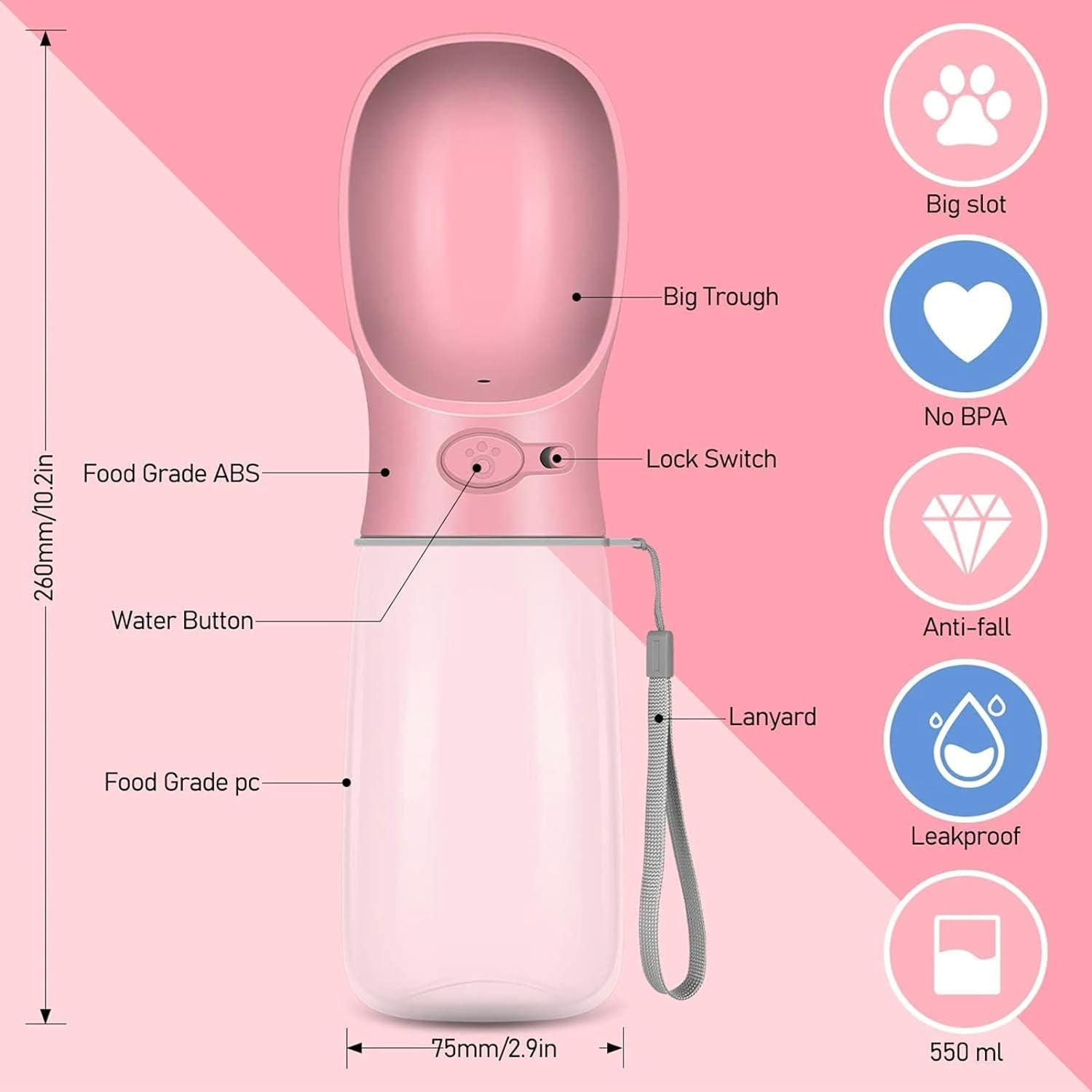 Portable Leak-Proof Dog Water Bottle - Travel-Friendly Pet Water Dispenser for Dogs and Puppies