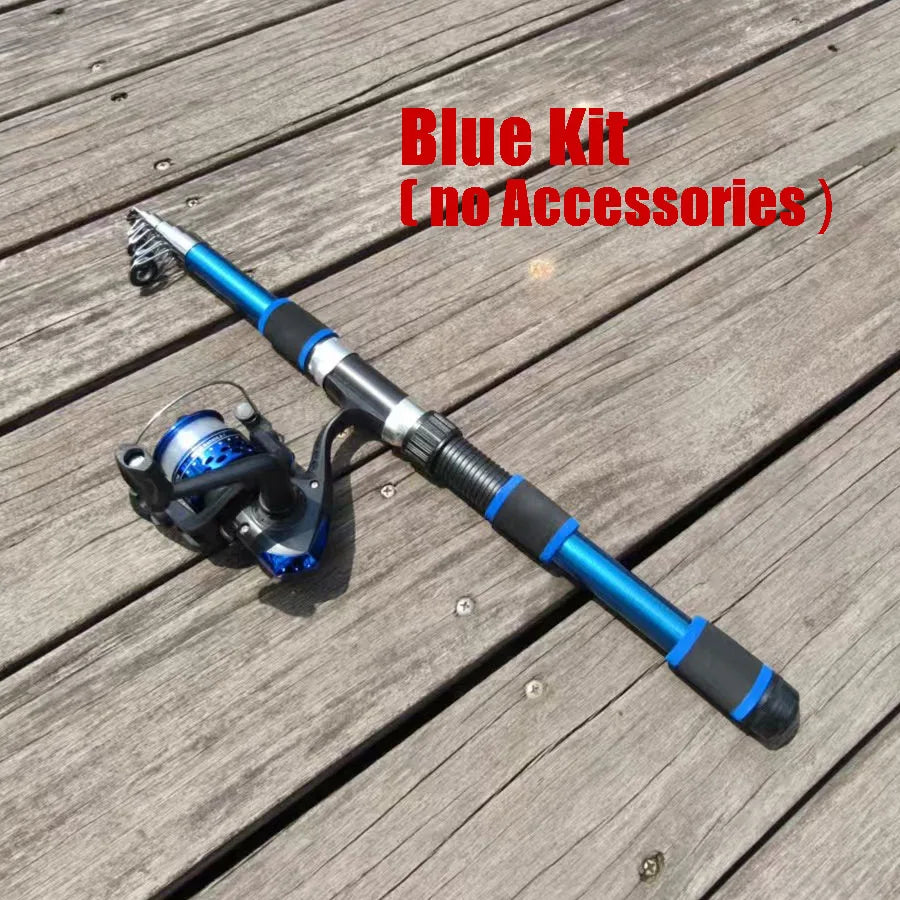 Santa King Fishing Rod Reel Combo- Fishing Full Kits with Telescopic Fishing Rod and Spinning Reel Baits Hooks Travel Pole Set