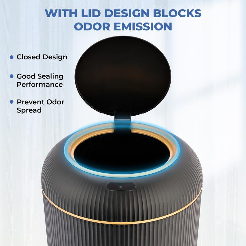 Effortlessly Clean & Elegant: Pukomc Touch-Free Motion Sensor Trash Can - Waterproof Waste Bin for Every Space