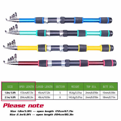 Santa King Fishing Rod Reel Combo- Fishing Full Kits with Telescopic Fishing Rod and Spinning Reel Baits Hooks Travel Pole Set